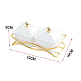 Maxbell Compartment Appetizer Food Display Dish Platter with Lid for Party Nuts Home White