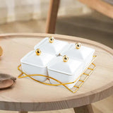 Maxbell Nordic Serving Platter with Lid and Handle for Party Appetizer Sweet Cookies White