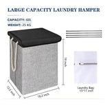 Maxbell Dirty Laundry Basket with Handle Washing Basket for Closets Travel Organizer Deep gray