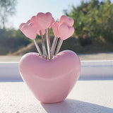 Maxbell Forks and Food Pick Fork Holder Party Supply Fruit Picks for Restaurant Cake Pink