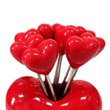 Maxbell Forks and Food Pick Fork Holder Party Supply Fruit Picks for Restaurant Cake Red