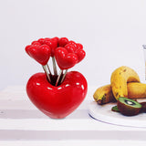 Maxbell Forks and Food Pick Fork Holder Party Supply Fruit Picks for Restaurant Cake Red