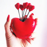Maxbell Forks and Food Pick Fork Holder Party Supply Fruit Picks for Restaurant Cake Red