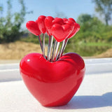 Maxbell Forks and Food Pick Fork Holder Party Supply Fruit Picks for Restaurant Cake Red