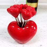 Maxbell Forks and Food Pick Fork Holder Party Supply Fruit Picks for Restaurant Cake Red