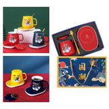 Maxbell Coffee Warmer and Mug Spoon Set New Year Beverage Cup Warmer for Office Home Red