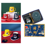 Maxbell Coffee Warmer and Mug Spoon Set New Year Beverage Cup Warmer for Office Home Green