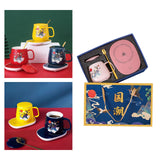 Maxbell Coffee Warmer and Mug Spoon Set New Year Beverage Cup Warmer for Office Home Pink