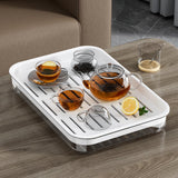 Maxbell Drain Board Serving Tray Large Kitchen Organizer for Countertop Coffee Table White