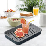 Maxbell Drain Board Serving Tray Large Kitchen Organizer for Countertop Coffee Table Blue