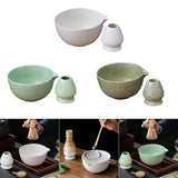 Maxbell 2x Traditional Japanese Matcha Bowl and Whisk Holder for Tea Ceremony Office White