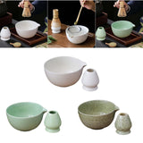 Maxbell 2x Traditional Japanese Matcha Bowl and Whisk Holder for Tea Ceremony Office White