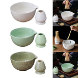 Maxbell 2x Traditional Japanese Matcha Bowl and Whisk Holder for Tea Ceremony Office White