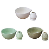 Maxbell 2x Traditional Japanese Matcha Bowl and Whisk Holder for Tea Ceremony Office White
