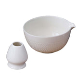 Maxbell 2x Traditional Japanese Matcha Bowl and Whisk Holder for Tea Ceremony Office White
