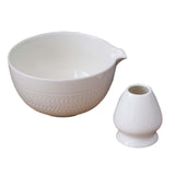 Maxbell 2x Traditional Japanese Matcha Bowl and Whisk Holder for Tea Ceremony Office White