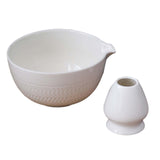 Maxbell 2x Traditional Japanese Matcha Bowl and Whisk Holder for Tea Ceremony Office White
