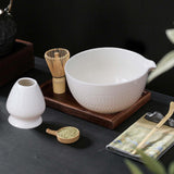 Maxbell 2x Traditional Japanese Matcha Bowl and Whisk Holder for Tea Ceremony Office White