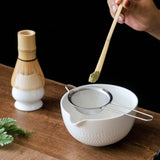 Maxbell 2x Traditional Japanese Matcha Bowl and Whisk Holder for Tea Ceremony Office White