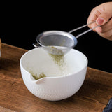 Maxbell 2x Traditional Japanese Matcha Bowl and Whisk Holder for Tea Ceremony Office White