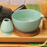 Maxbell 2x Traditional Japanese Matcha Bowl and Whisk Holder for Tea Ceremony Office Light Green