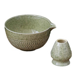 Maxbell 2x Traditional Japanese Matcha Bowl and Whisk Holder for Tea Ceremony Office Green