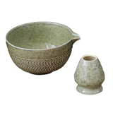 Maxbell 2x Traditional Japanese Matcha Bowl and Whisk Holder for Tea Ceremony Office Green
