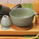 Maxbell 2x Traditional Japanese Matcha Bowl and Whisk Holder for Tea Ceremony Office Green