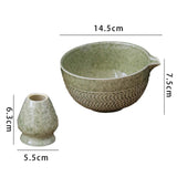 Maxbell 2x Traditional Japanese Matcha Bowl and Whisk Holder for Tea Ceremony Office Green