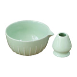 Maxbell Japanese Matcha Bowl and Whisk Holder Gift Tea Accessories for Matcha Powder Light Green