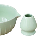 Maxbell Japanese Matcha Bowl and Whisk Holder Gift Tea Accessories for Matcha Powder Light Green