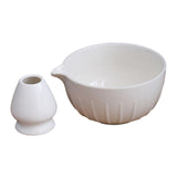 Maxbell Japanese Matcha Bowl and Whisk Holder Gift Tea Accessories for Matcha Powder White