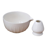 Maxbell Japanese Matcha Bowl and Whisk Holder Gift Tea Accessories for Matcha Powder White