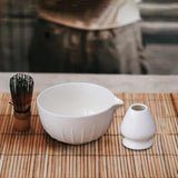 Maxbell Japanese Matcha Bowl and Whisk Holder Gift Tea Accessories for Matcha Powder White