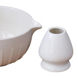 Maxbell Japanese Matcha Bowl and Whisk Holder Gift Tea Accessories for Matcha Powder White