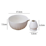 Maxbell Japanese Matcha Bowl and Whisk Holder Gift Tea Accessories for Matcha Powder White