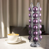 Maxbell Coffee Pod Holder Iron Elegant Coffee Capsule 360 Degree Rotating Stand Rack