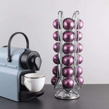 Maxbell Coffee Pod Holder Iron Elegant Coffee Capsule 360 Degree Rotating Stand Rack