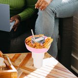 Maxbell Snack Bowl for 40oz Cup Resuable Durable Snack Rings for Home Office Camping Pink