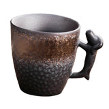 Maxbell Pottery Coffee Mugs 86ml Drinkware Hot Chocolate Mug for Home Wedding Office gold and black