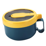 Maxbell Japanese Ramen Bowl 850ml/29oz with Lid and Handle for Travel Kitchen Office Blue