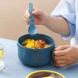 Maxbell Japanese Ramen Bowl 850ml/29oz with Lid and Handle for Travel Kitchen Office Blue