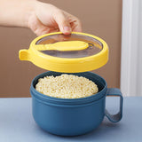 Maxbell Japanese Ramen Bowl 850ml/29oz with Lid and Handle for Travel Kitchen Office Blue