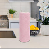 Maxbell Tear Away Towels Portable Microfiber Cleaning Cloth Roll for Bathroom Dishes Pink