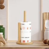 Maxbell Bamboo Paper Towel Holder Rustic Paper Towels Stand for Toilet Kitchen Table diameter 14.5cm