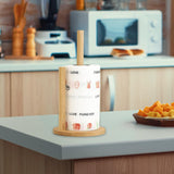 Maxbell Bamboo Paper Towel Holder Rustic Paper Towels Stand for Toilet Kitchen Table diameter 14.5cm
