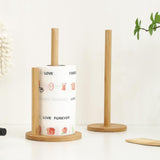 Maxbell Bamboo Paper Towel Holder Rustic Paper Towels Stand for Toilet Kitchen Table diameter 14.5cm