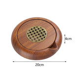 Maxbell Gongfu Tea Serving Tray Table Box Household Walnut Wood Round Craft Ornament