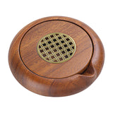 Maxbell Gongfu Tea Serving Tray Table Box Household Walnut Wood Round Craft Ornament