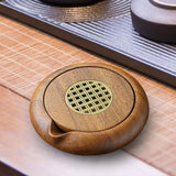 Maxbell Gongfu Tea Serving Tray Table Box Household Walnut Wood Round Craft Ornament